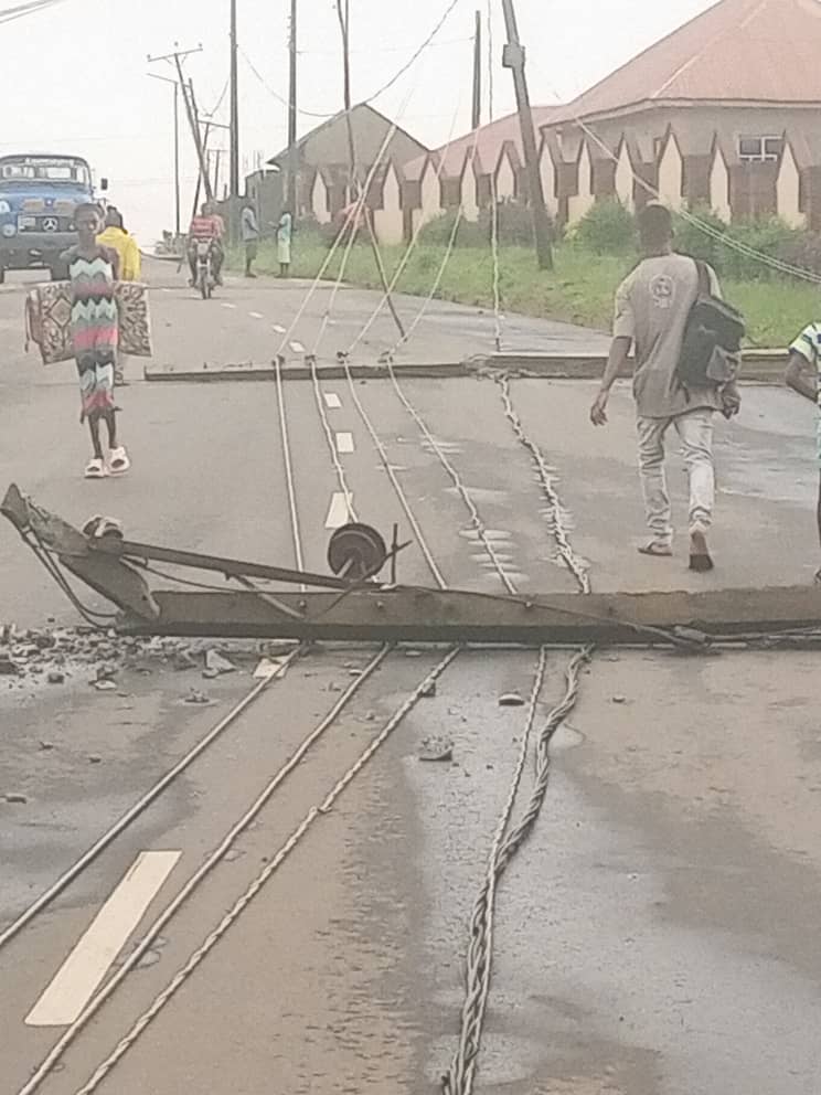 Rainstorm throws Ekiti communities into darkness   …Destroys electric poles, main access road blocked